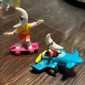 2 Vintage 80s 1988 Mac Tonight Moon Man Skateboard Airplane Happy Meal Toys